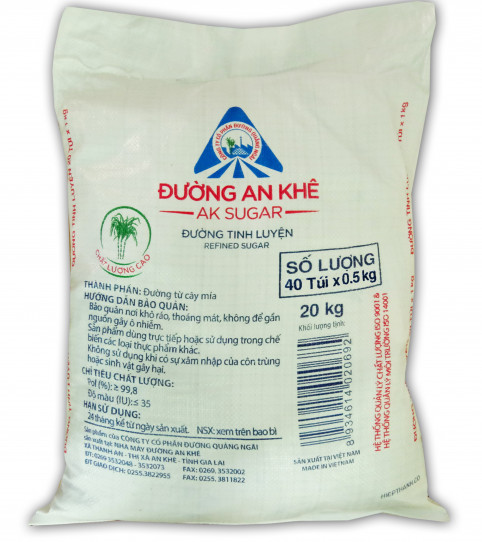 Đường tinh luyện Đường An Khê - Bao 20kg (40 túi x 500g/túi)