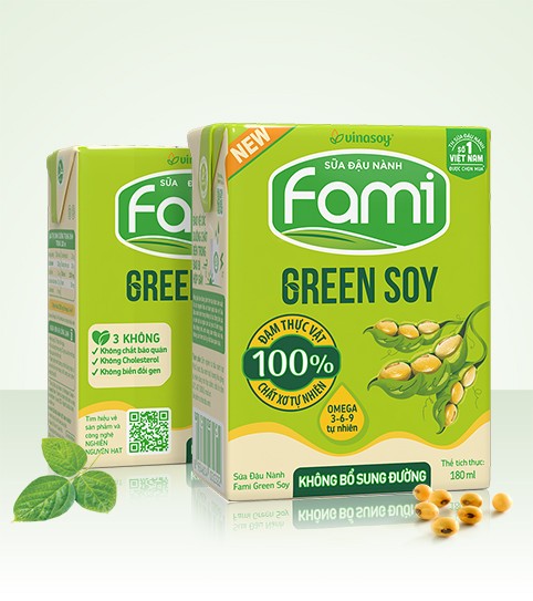 Sữa đậu nành Fami Green Soy không bổ sung đường 180ml